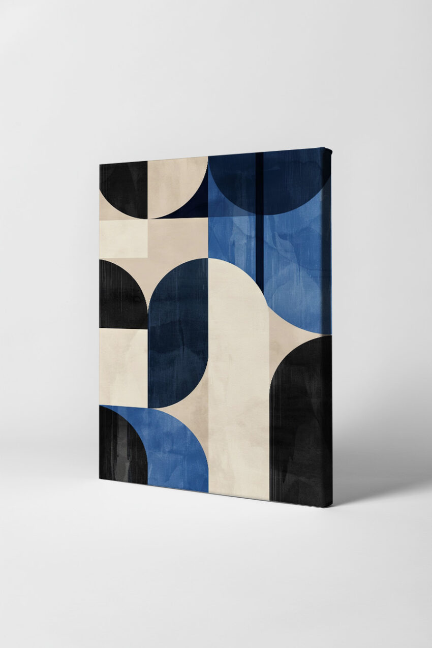 Grafikdesign Poster Bogen geometrisch blau schwarz creme