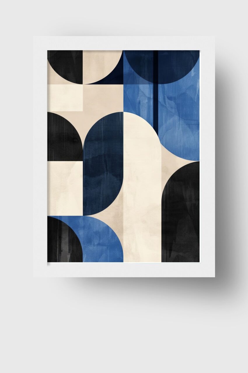 Grafikdesign Poster Bogen geometrisch blau schwarz creme