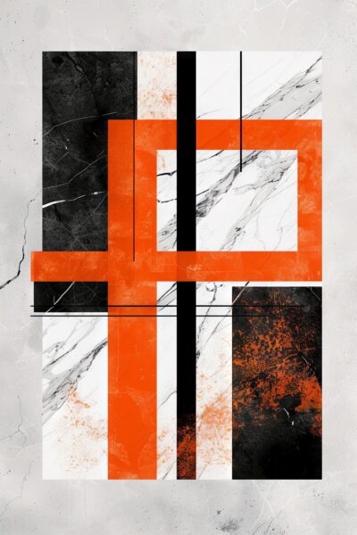 Abstrakte Geometrie Orange Leinwandbild