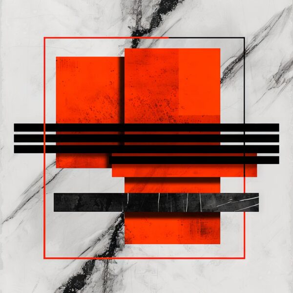 Rote Quadrate Gerahmt