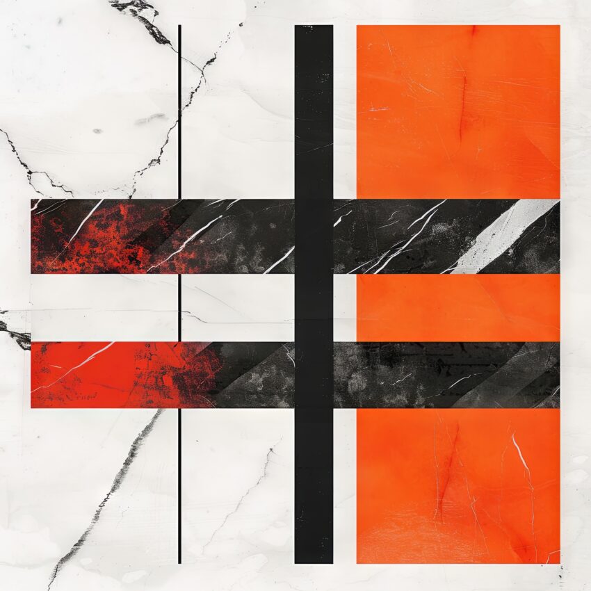 Grafik Poster Linien Farbflächen rot schwarz modern