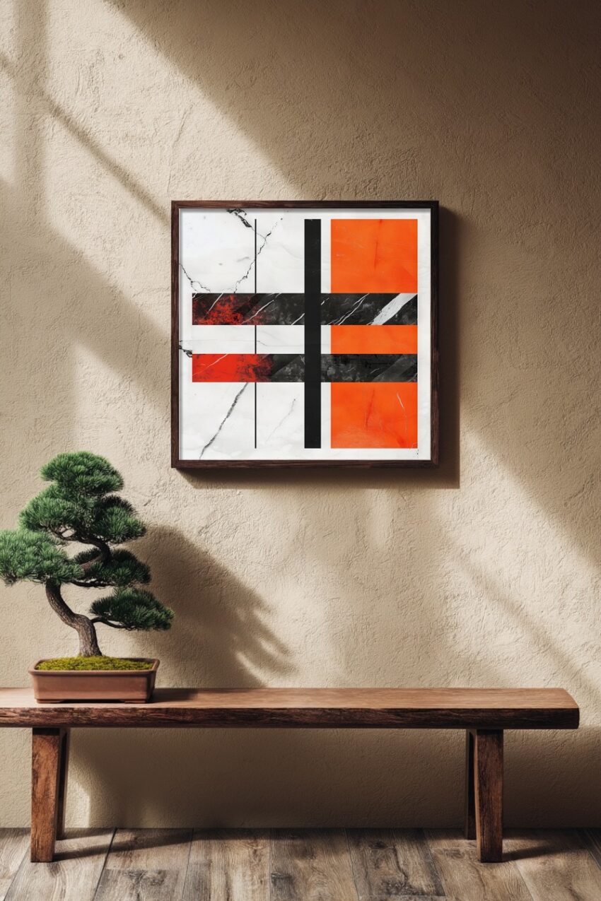 Grafik Poster Linien Farbflächen rot schwarz modern