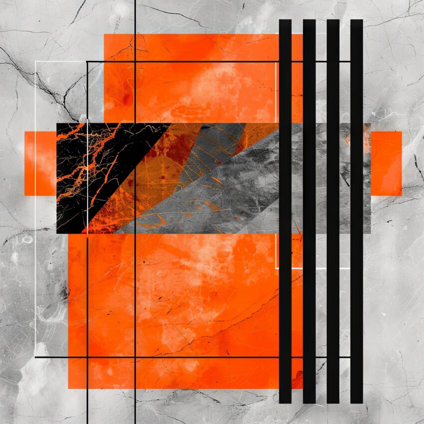 Grafikdesign Poster Quadrat orange schwarz abstrakt