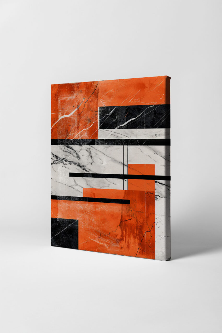 Digitale Kunst Poster Geometrie Marmor Orange Schwarz