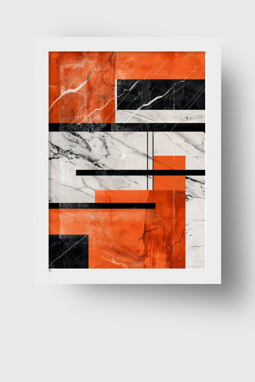 Digitale Kunst Poster Geometrie Marmor Orange Schwarz