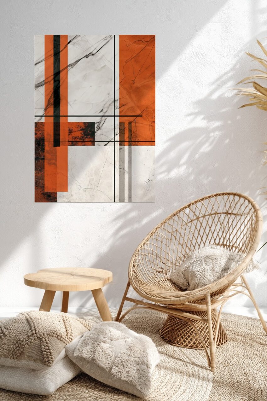 Grafikdesign Poster Linienstruktur Orange und schwarz klar