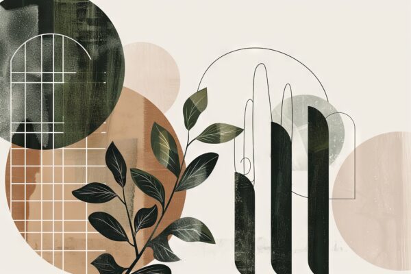 Blattzweig Abstrakt Gerahmt