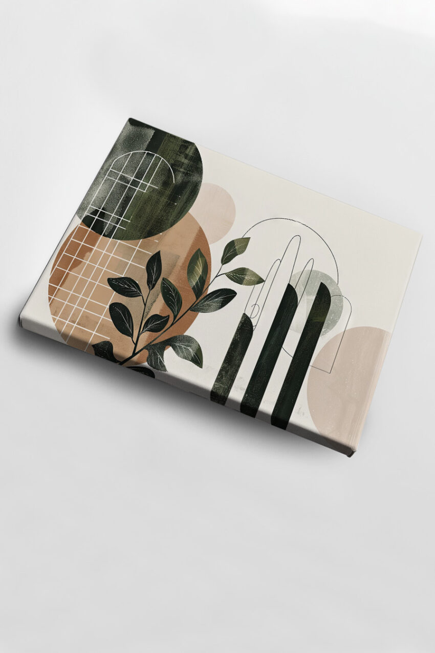 Digitale Kunst Poster Blattzweig abstrakt grün beige