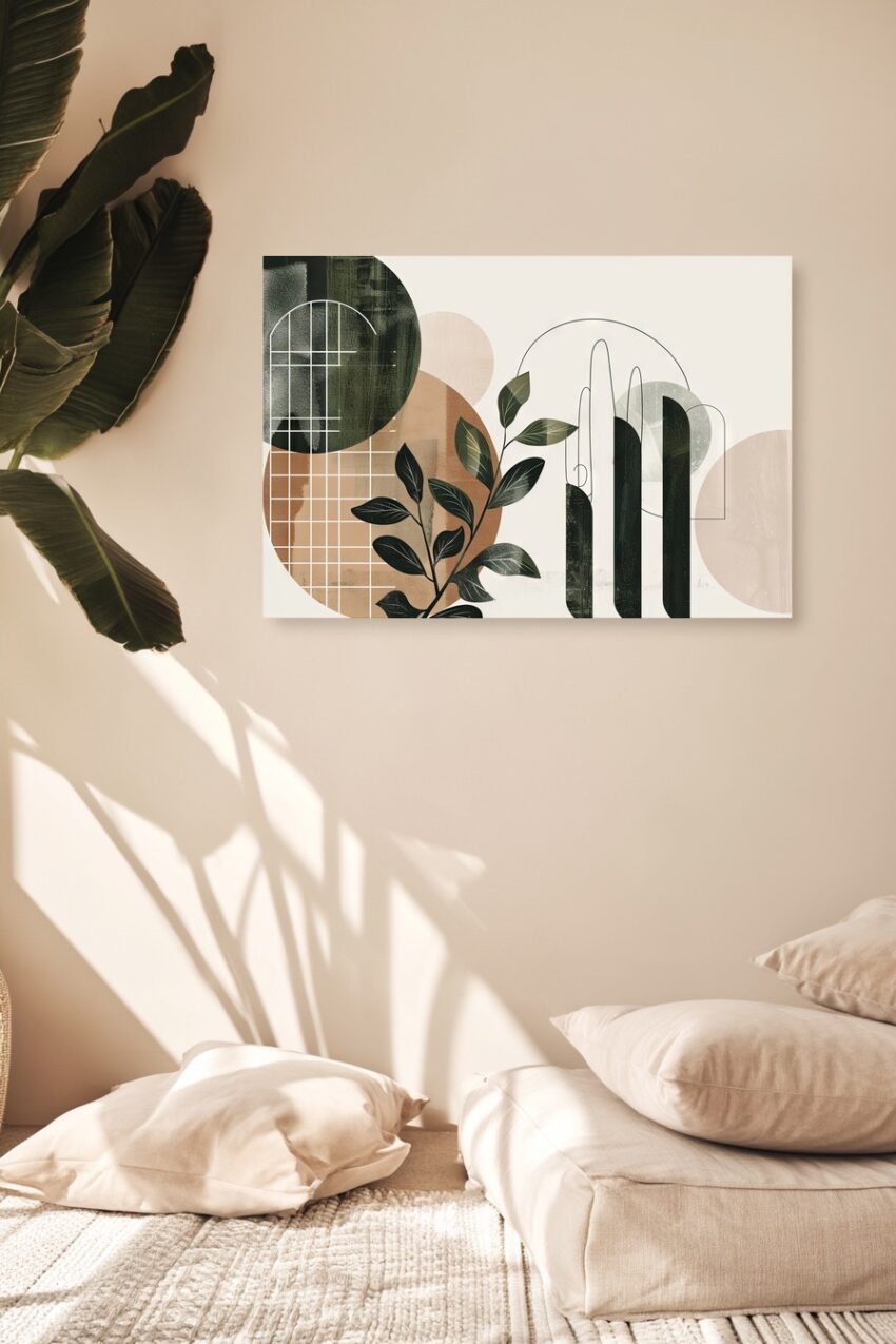 Digitale Kunst Poster Blattzweig abstrakt grün beige