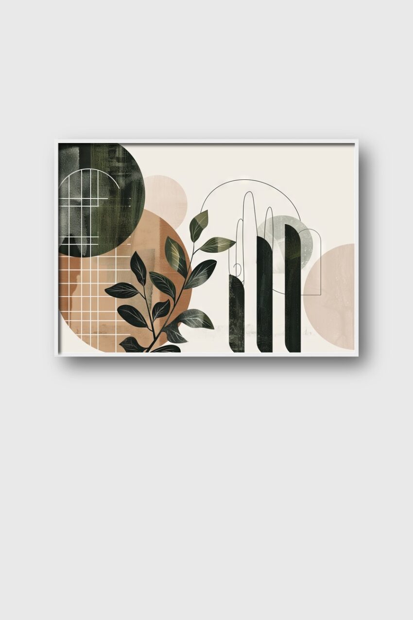 Digitale Kunst Poster Blattzweig abstrakt grün beige