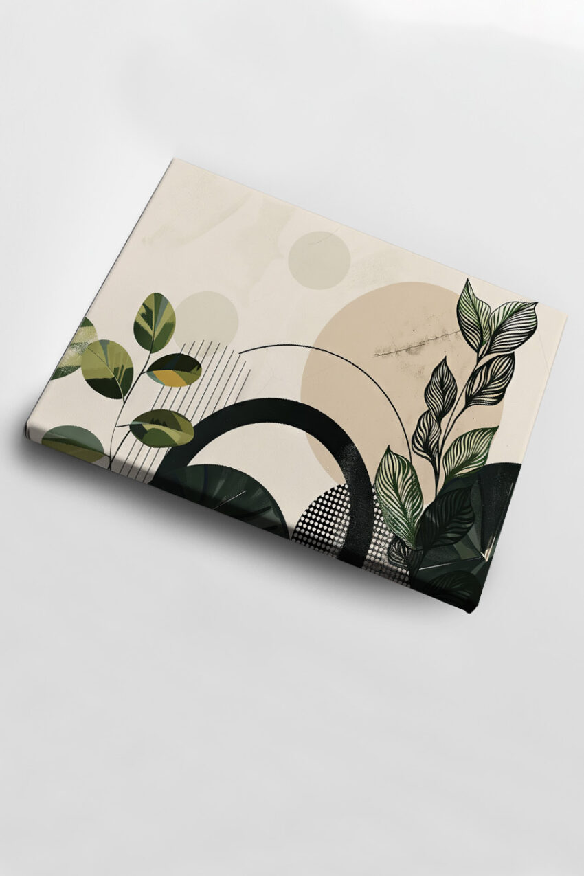 Grafik Poster Blätter minimalistisch dunkelgrün beige