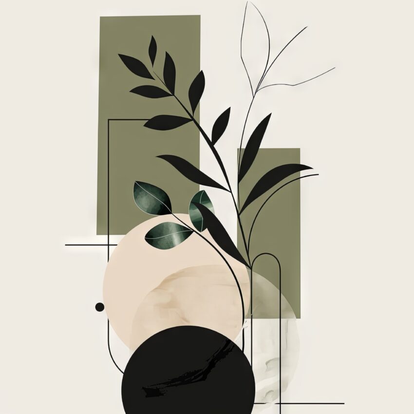 Grafikdesign Poster Zweige abstrakt grün schwarz