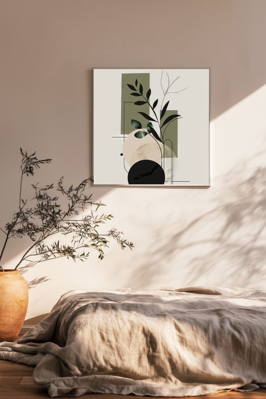 Grafikdesign Poster Zweige abstrakt grün schwarz