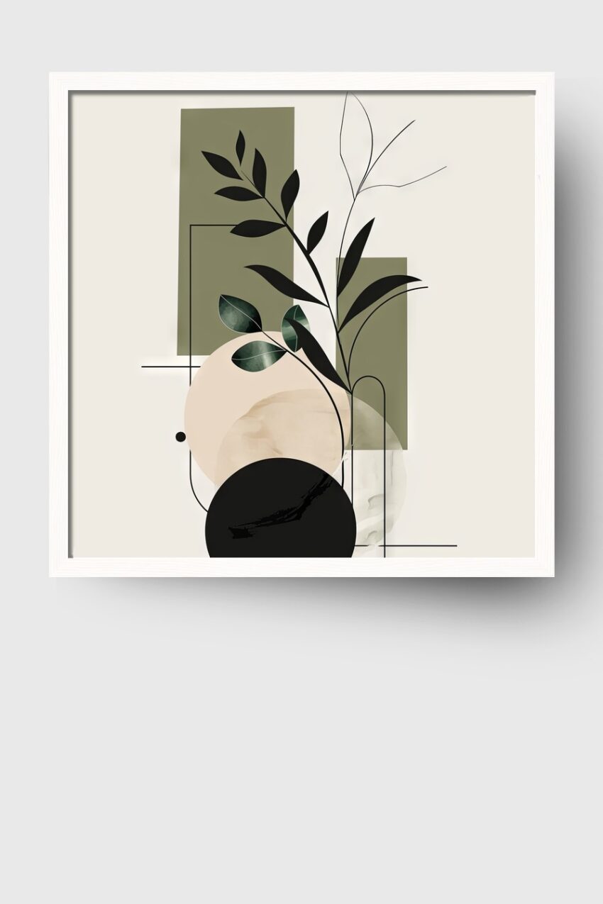 Grafikdesign Poster Zweige abstrakt grün schwarz