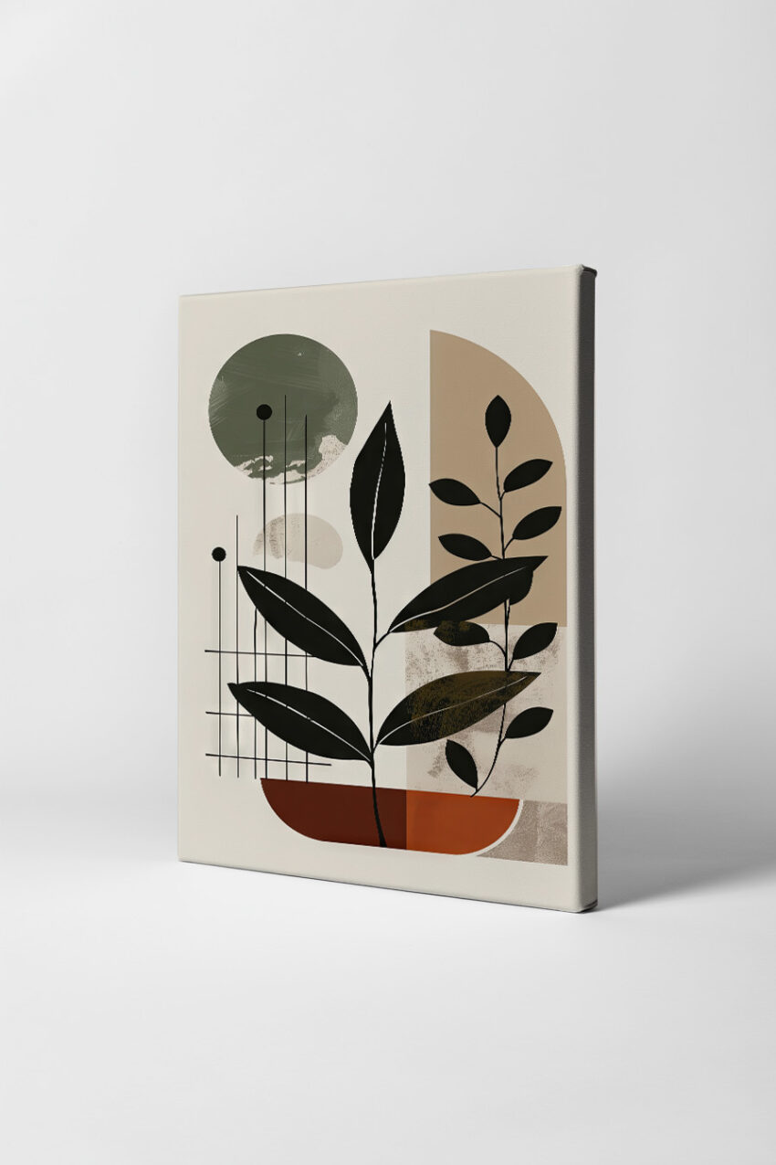 Grafikdesign Poster Pflanze schwarz beige minimalistisch