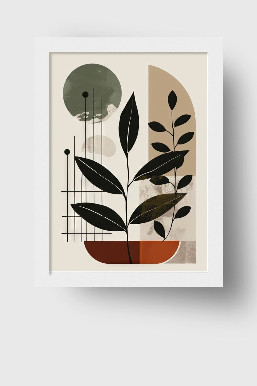 Grafikdesign Poster Pflanze schwarz beige minimalistisch