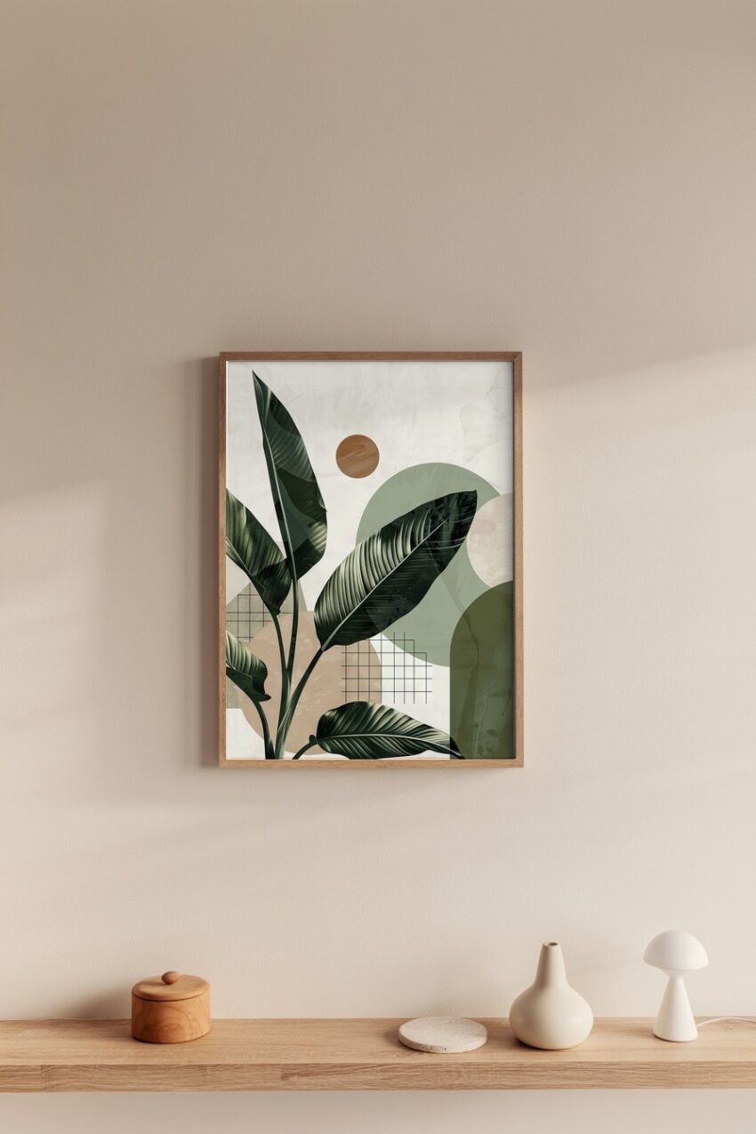 Digitale Kunst Poster Bananenblatt grün geometrisch minimalistisch