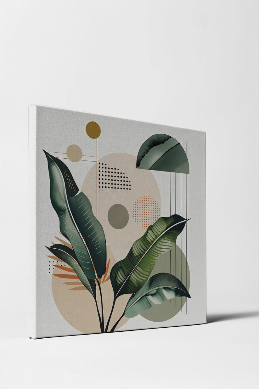 Grafik Poster Banane Blätter grün beige minimalistisch