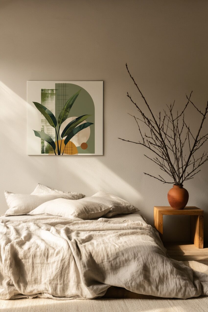 Grafik Poster Blätter grün geometrisch minimalistisch