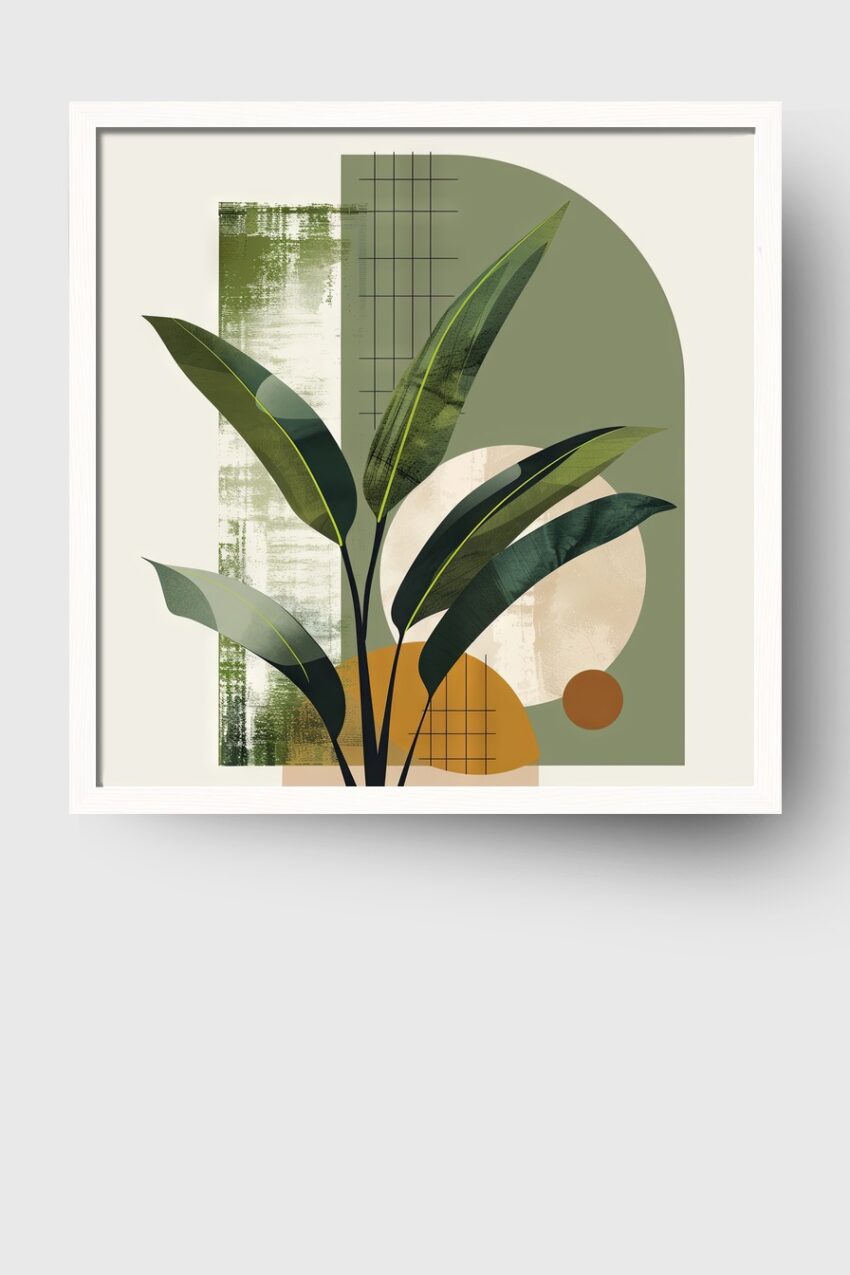 Grafik Poster Blätter grün geometrisch minimalistisch