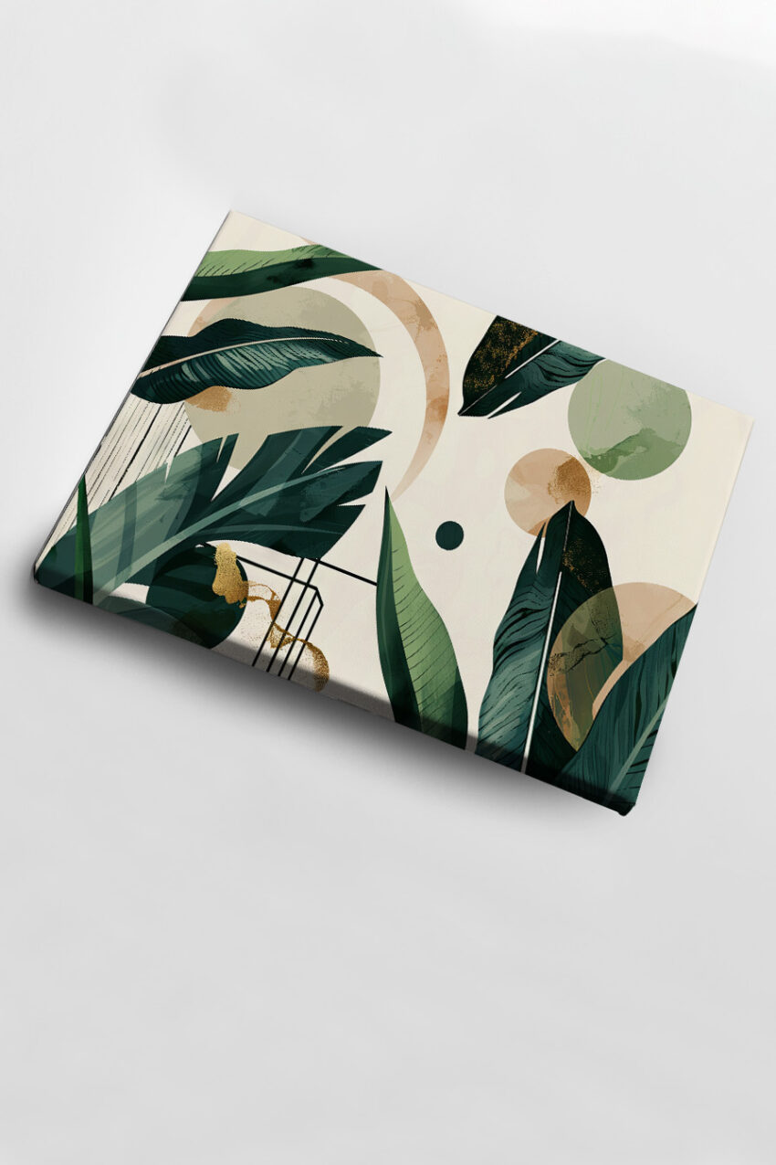 Grafik Poster Blätter abstrakt grün beige