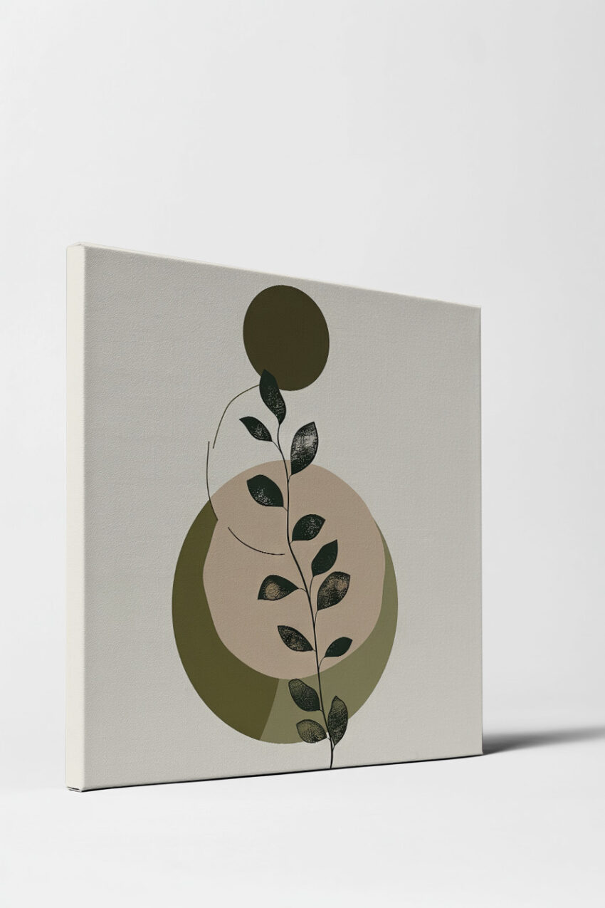 Illustration Poster Blattzweig minimalistisch grün beige