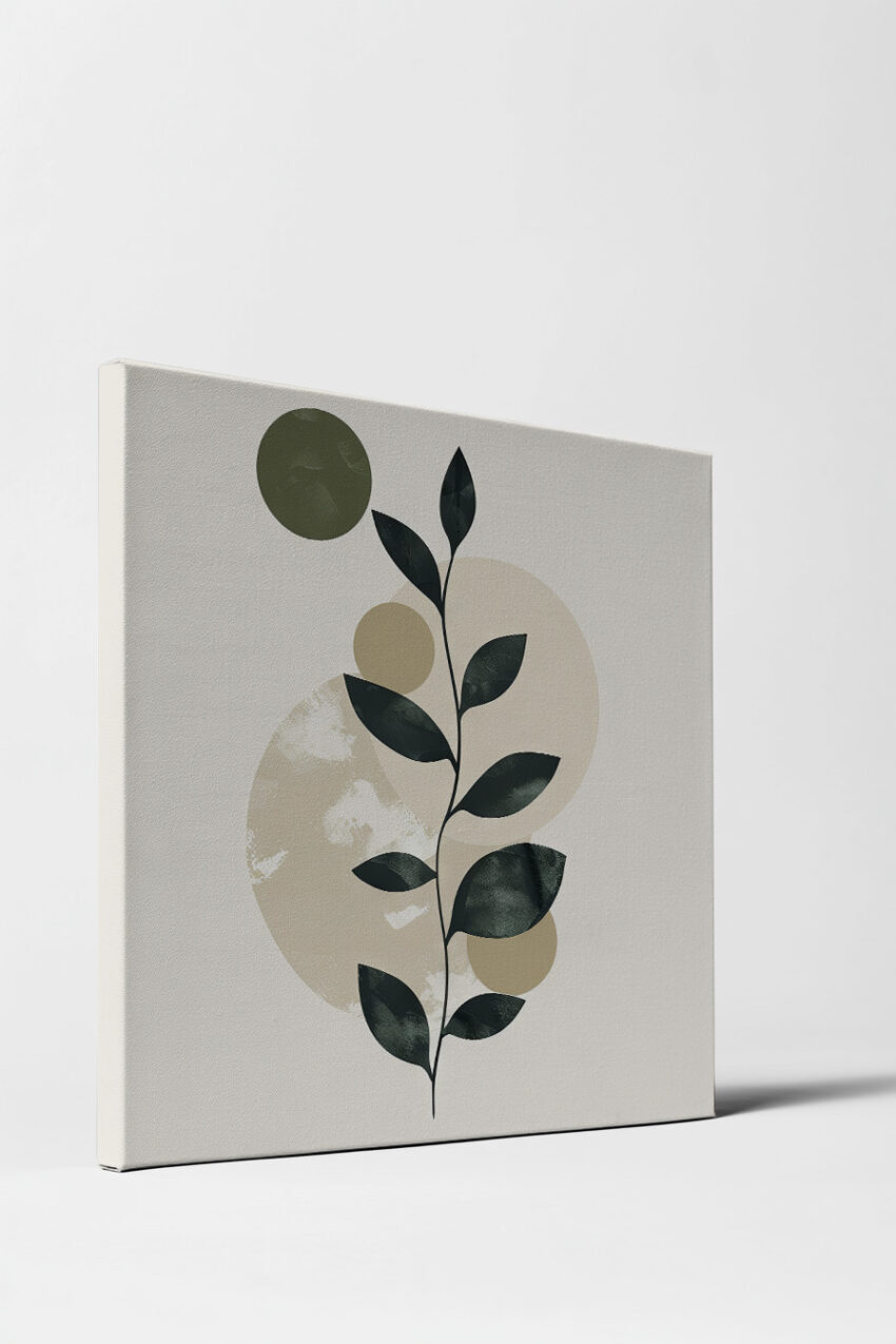 Grafikdesign Poster Zweig dunkel Minimalistisch Beige Kreise