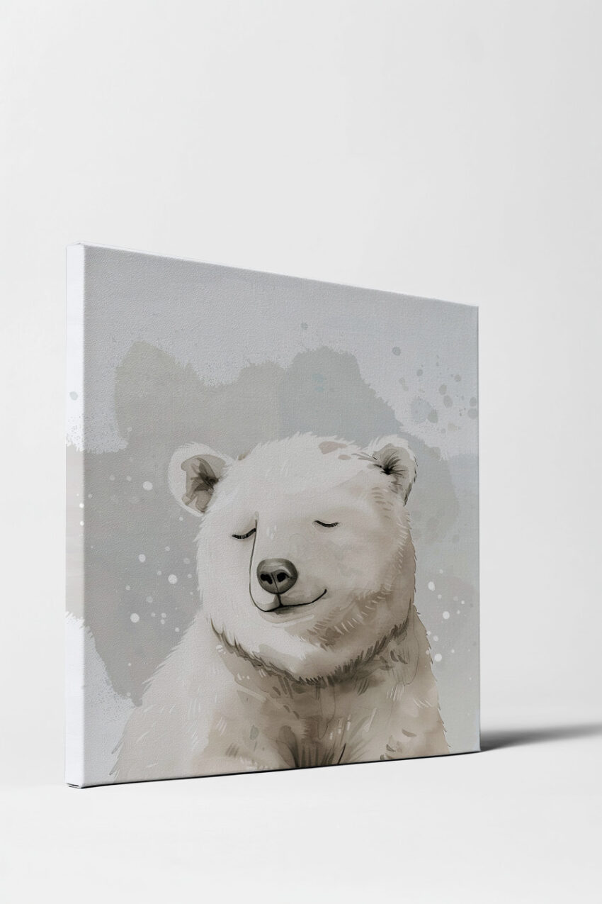 Aquarell Poster Eisbär entspannt weiß zart