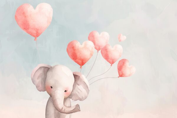 Elefant Herzballons Leinwandbild