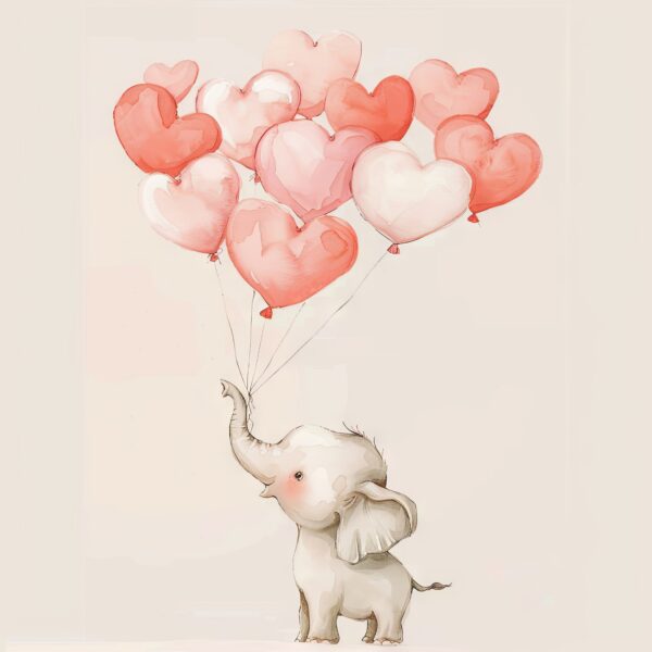 Elefant mit Luftballons Gerahmt