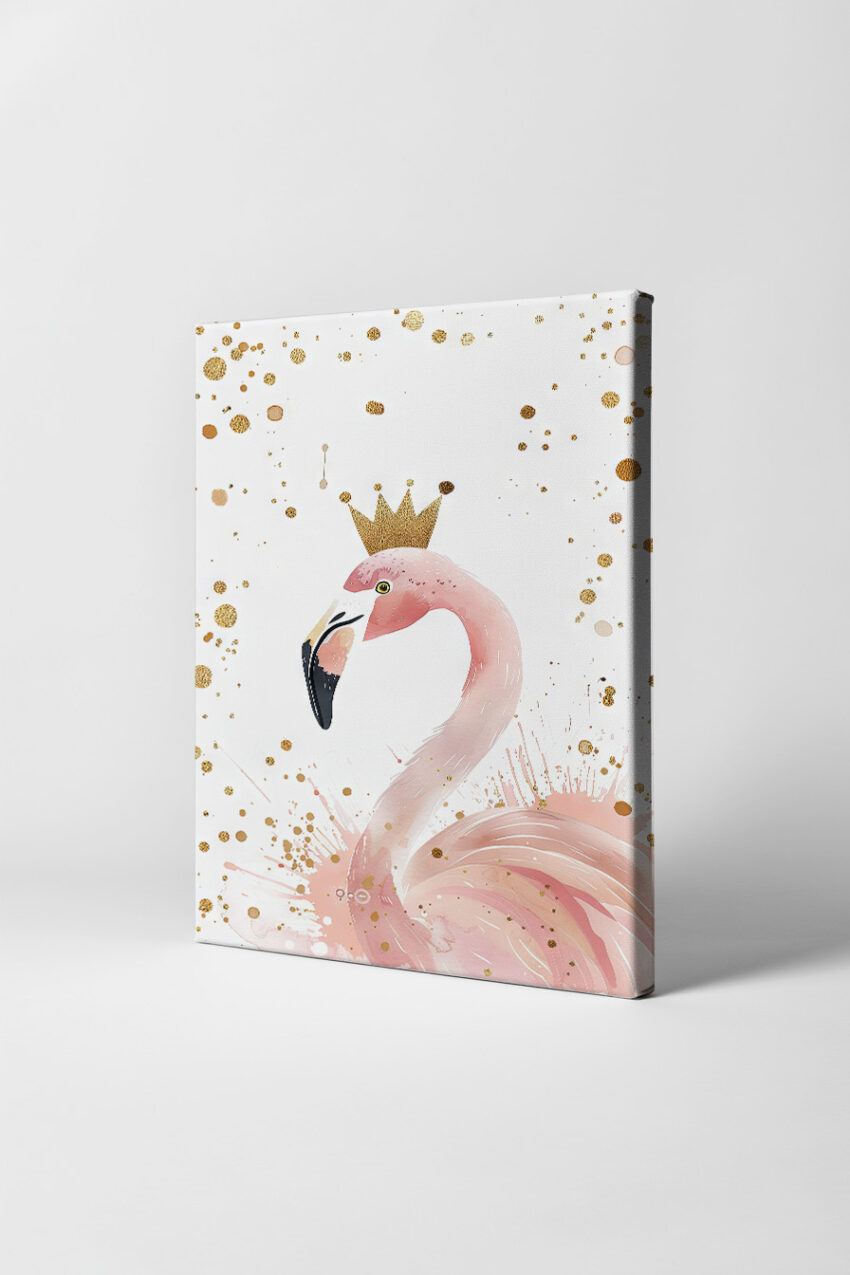 Illustration Poster Flamingo Krone rosa gold