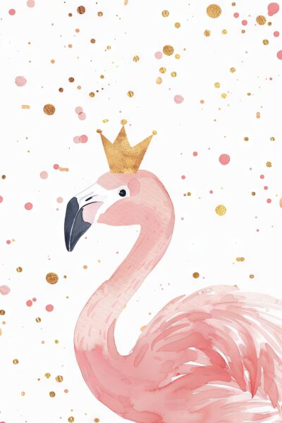 Flamingo mit Krone Gerahmt