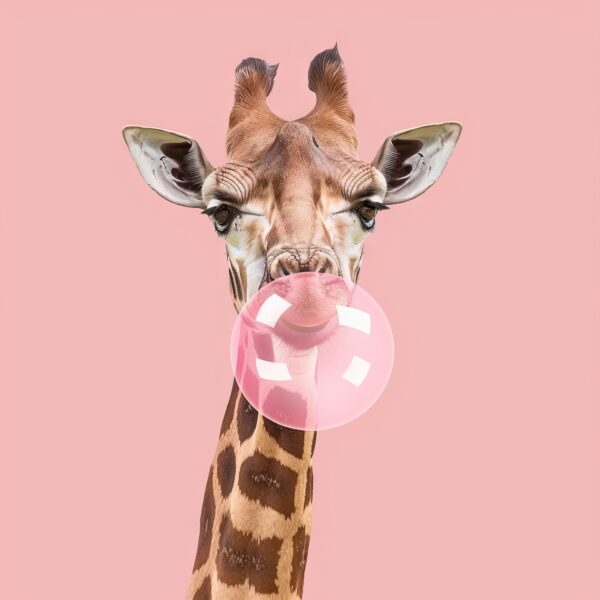 Giraffe mit Blase Gerahmt