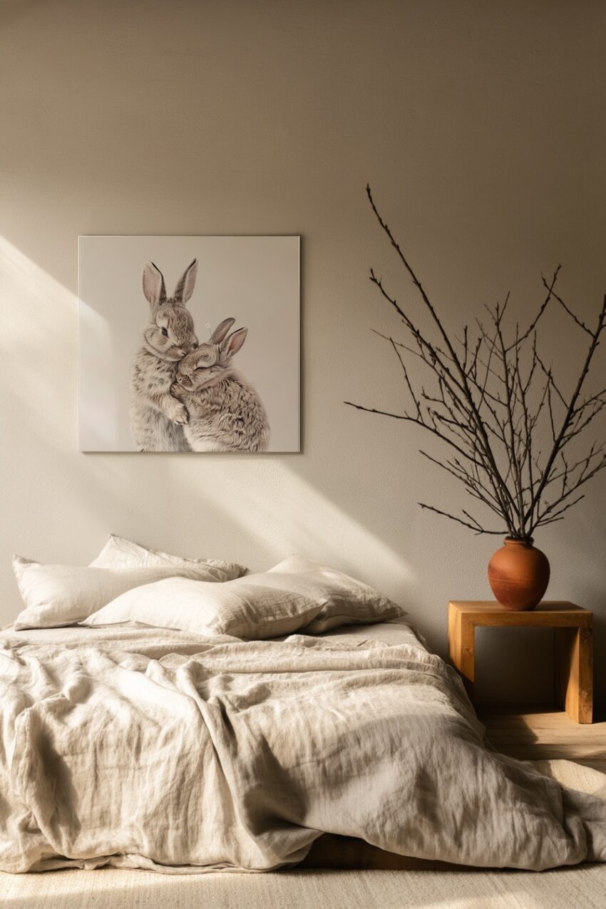 Fotografie Poster Kaninchen Paar hell minimalistisch