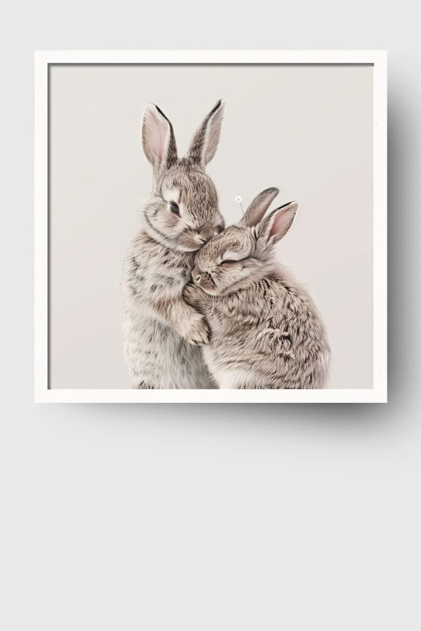 Fotografie Poster Kaninchen Paar hell minimalistisch