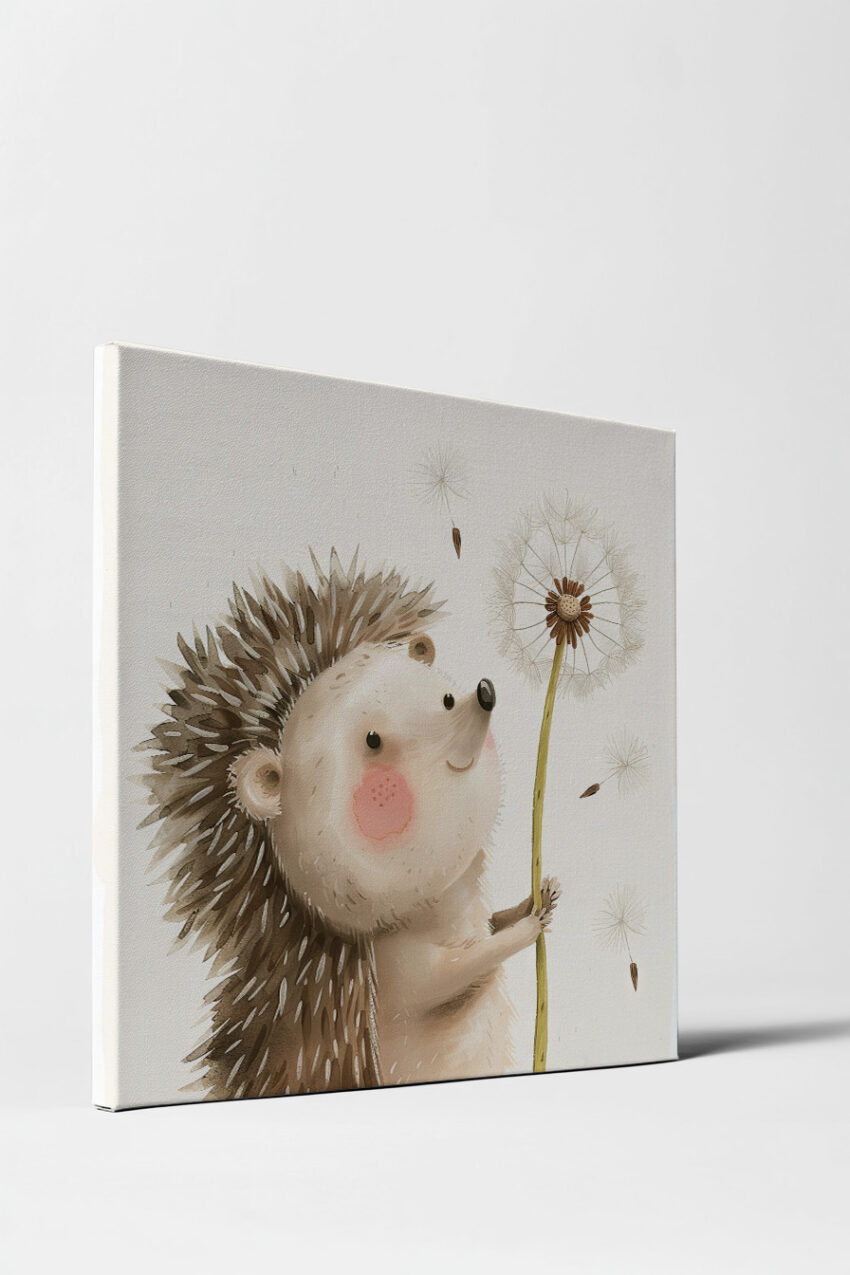 Illustration Poster Igel Pusteblume zart beige braun