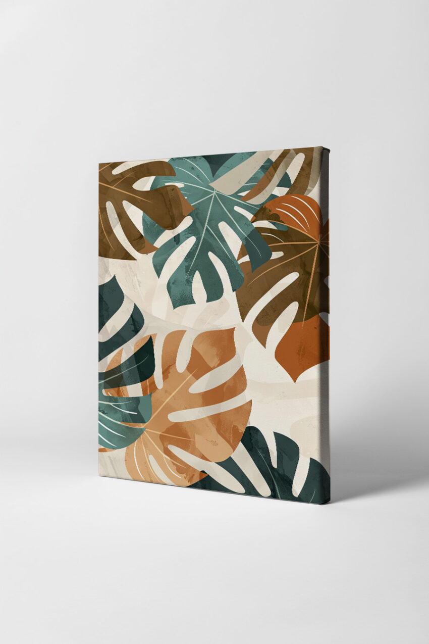 Grafikdesign Poster Monstera Blätter braun grün