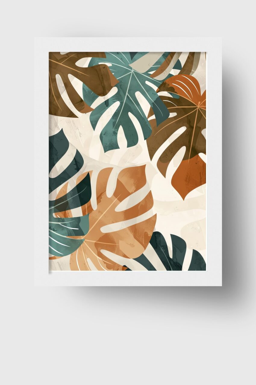 Grafikdesign Poster Monstera Blätter braun grün