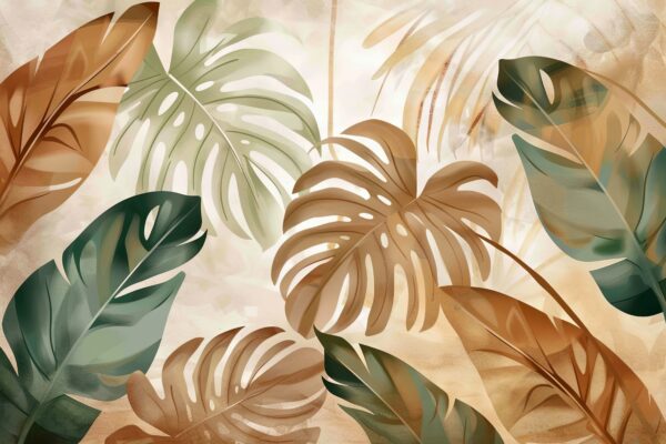 Monstera Blätter Braun Gerahmt