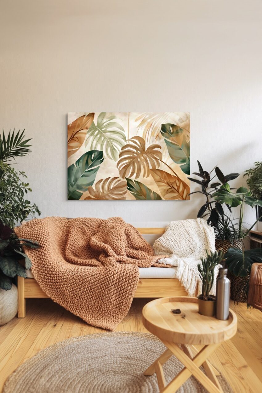 Digitale Kunst Poster Monstera Blätter Braun grün modern