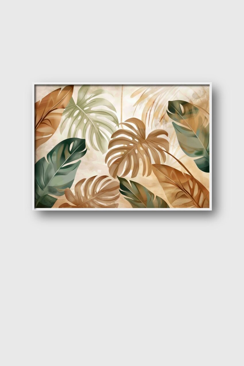 Digitale Kunst Poster Monstera Blätter Braun grün modern