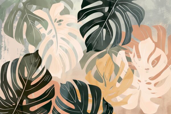 Monstera Blätter Grafik Leinwandbild