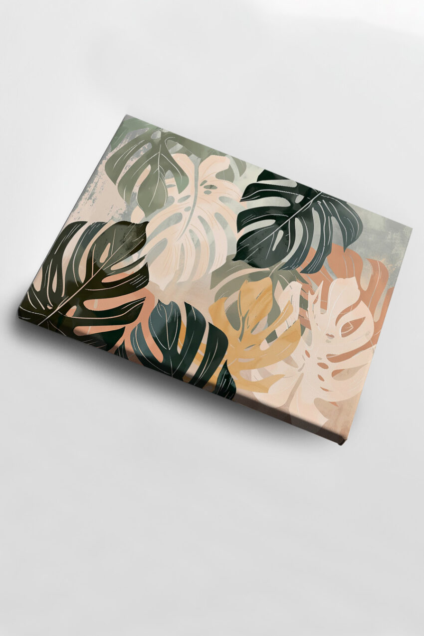 Illustration Poster Monstera Blätter gedeckt mehrfarbig