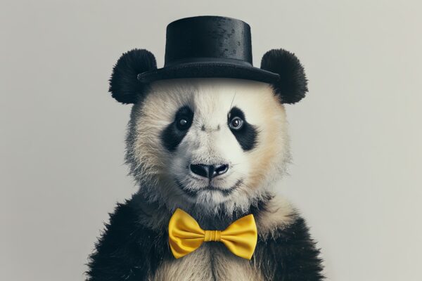 Panda mit Fliege Leinwandbild