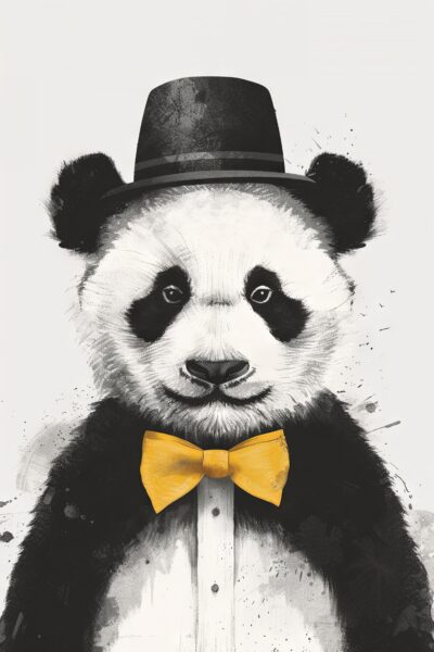 Panda Gentleman Gerahmt
