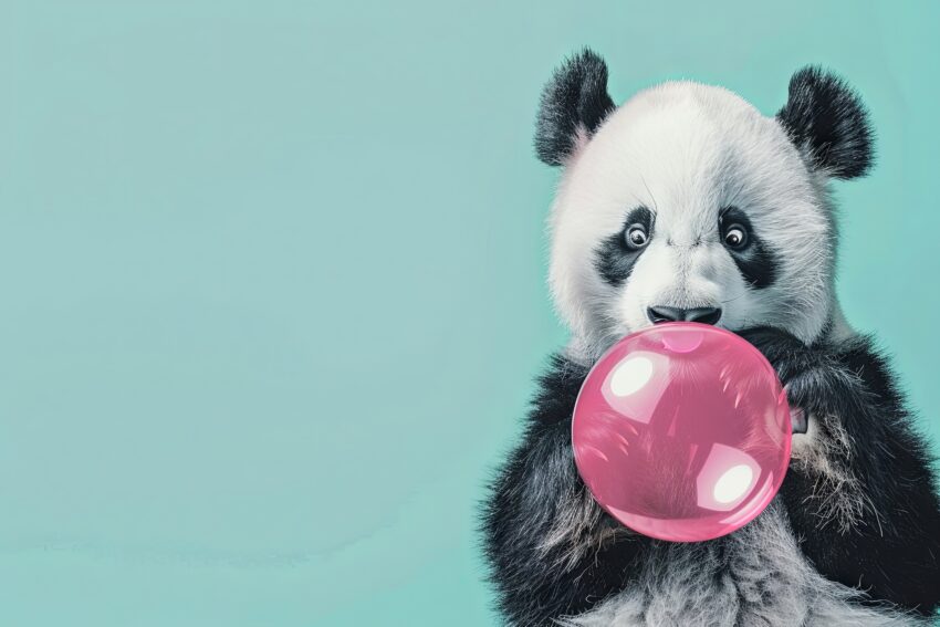 Fotografie Poster Panda klar rosa Kugel