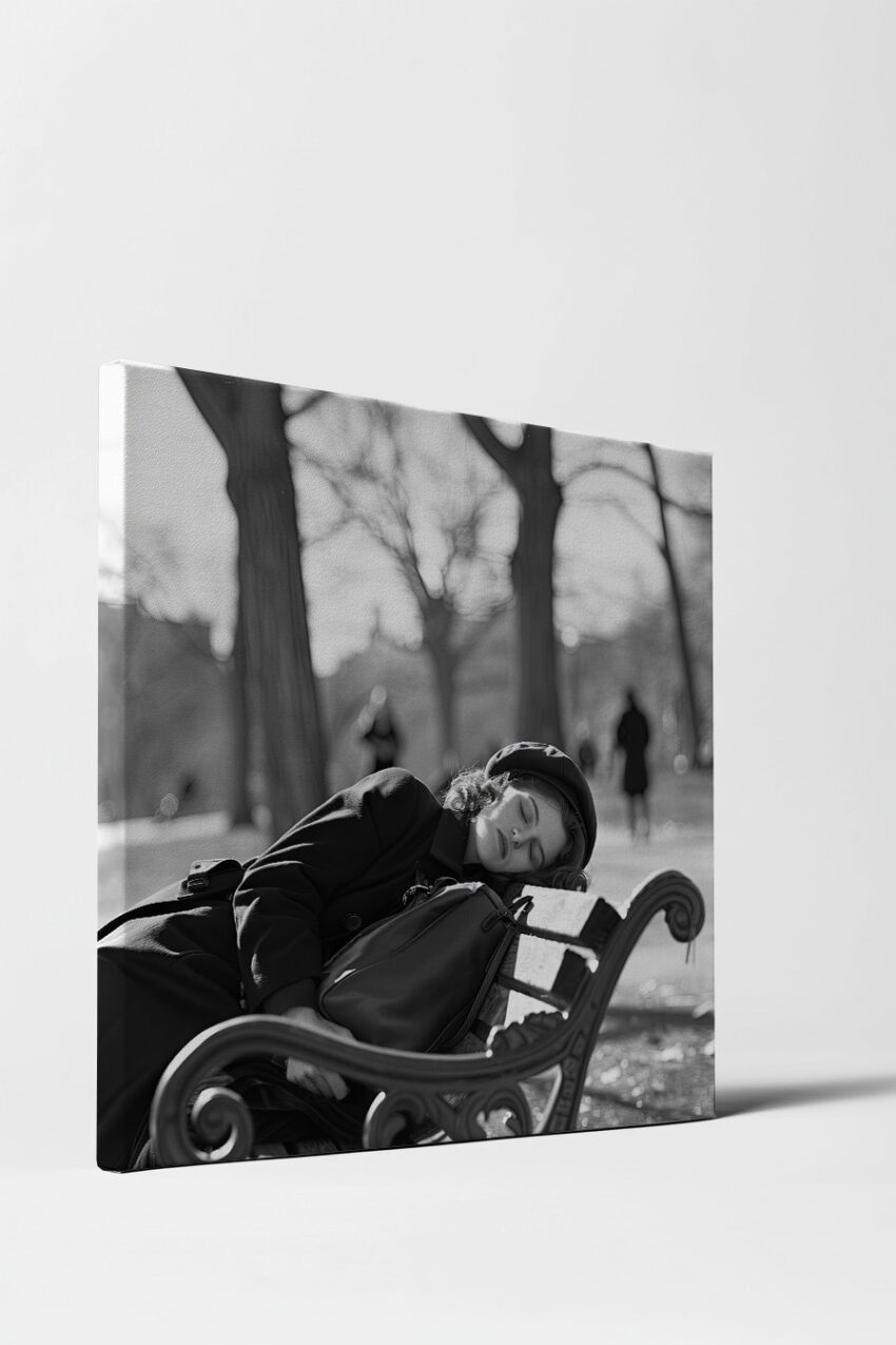 Fotografie Poster Frau Schlaf Bank schwarz-weiß ruhend