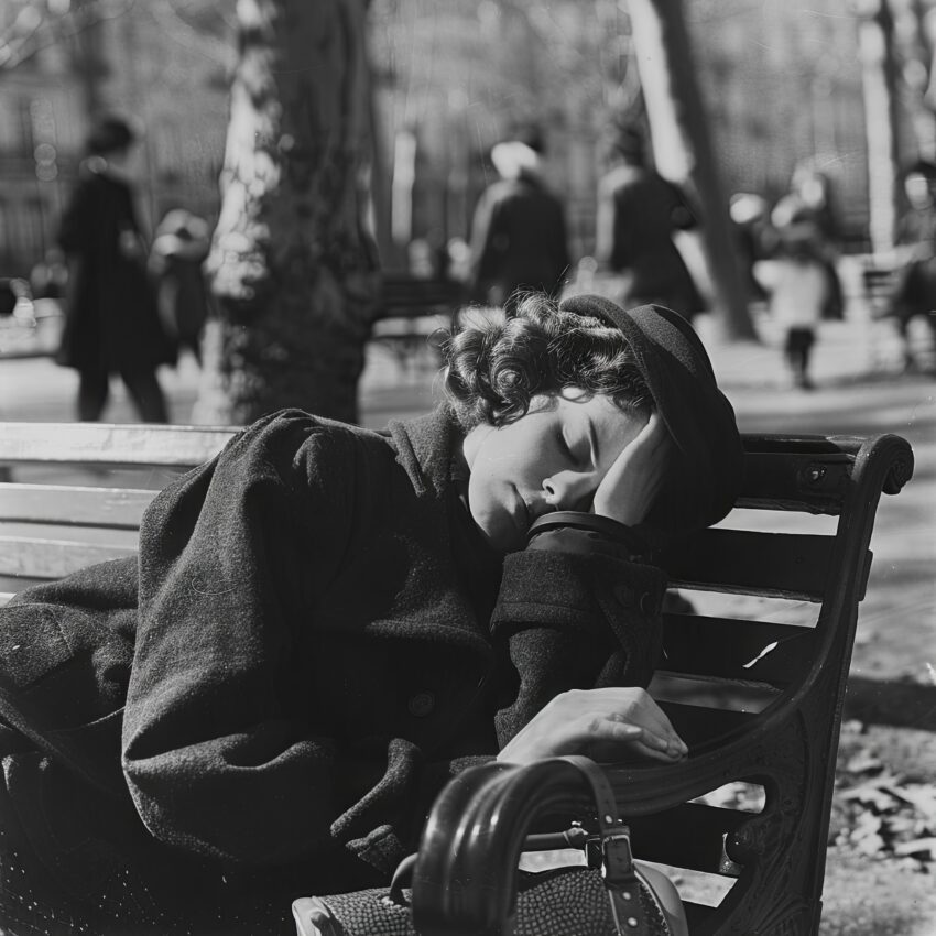 Fotografie Poster Frau Schlafende Hand schwarz-weiß