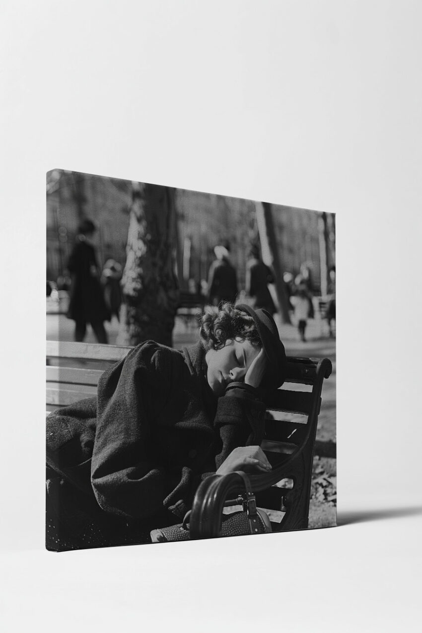 Fotografie Poster Frau Schlafende Hand schwarz-weiß