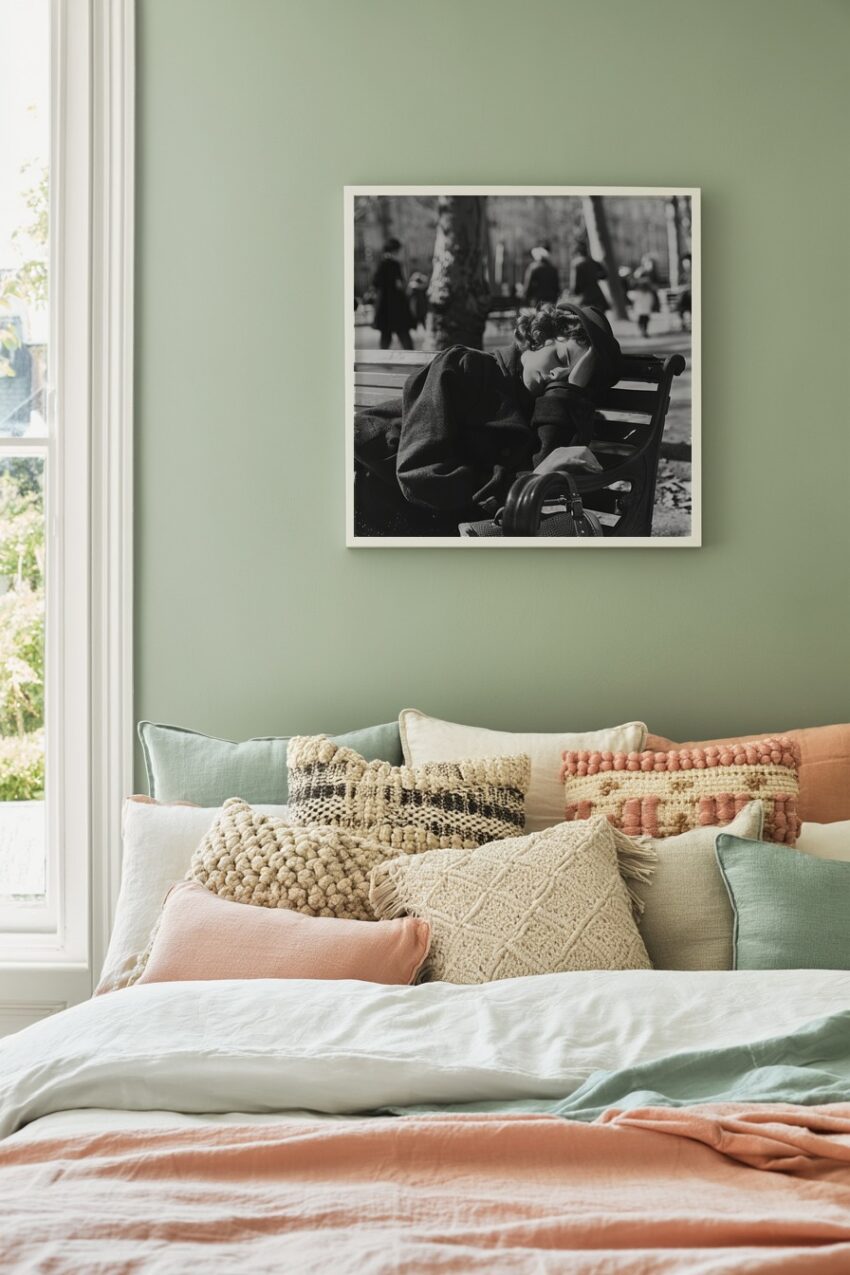 Fotografie Poster Frau Schlafende Hand schwarz-weiß